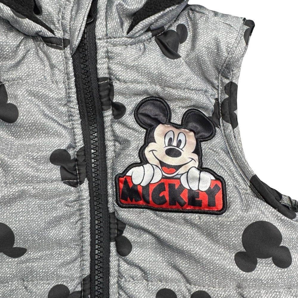 Disney Mickey Mouse Puffer Vest Toddler 2T Gray Black Kids Outerwear - Picture 3 of 7
